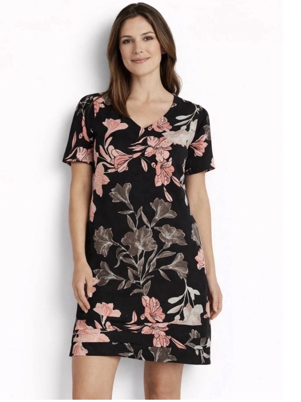 Nicole Miller Original Floral V-Neck Dress XXL